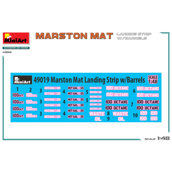 MiniArt 1:48 Marston Mat Landing Strip w/ Barrels  ( zonder vliegtuig )   MA49019 - Afbeelding 5