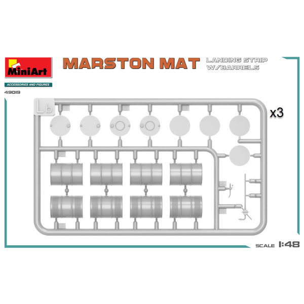 MiniArt 1:48 Marston Mat Landing Strip w/ Barrels  ( zonder vliegtuig )   MA49019 - Afbeelding 4