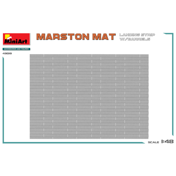 MiniArt 1:48 Marston Mat Landing Strip w/ Barrels  ( zonder vliegtuig )   MA49019 - Afbeelding 3