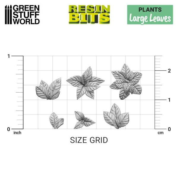 Green Stuff 3D Printed  Set 1:48 Large Leaves  ( 30x )   GSW11606 - Afbeelding 2