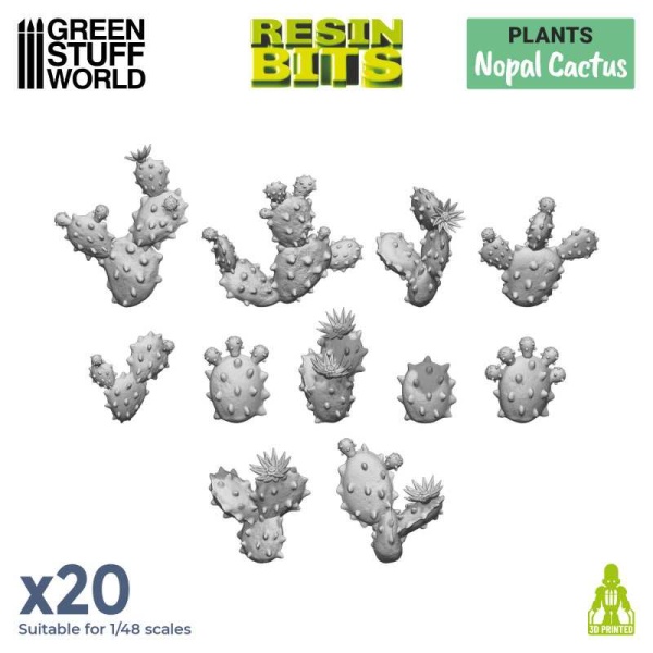 Green Stuff 2D Printed Set 1:48 Nopal Cactus  ( 20x )   GSW11612 - Afbeelding 3