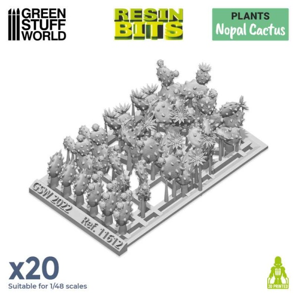 Green Stuff 2D Printed Set 1:48 Nopal Cactus  ( 20x )   GSW11612