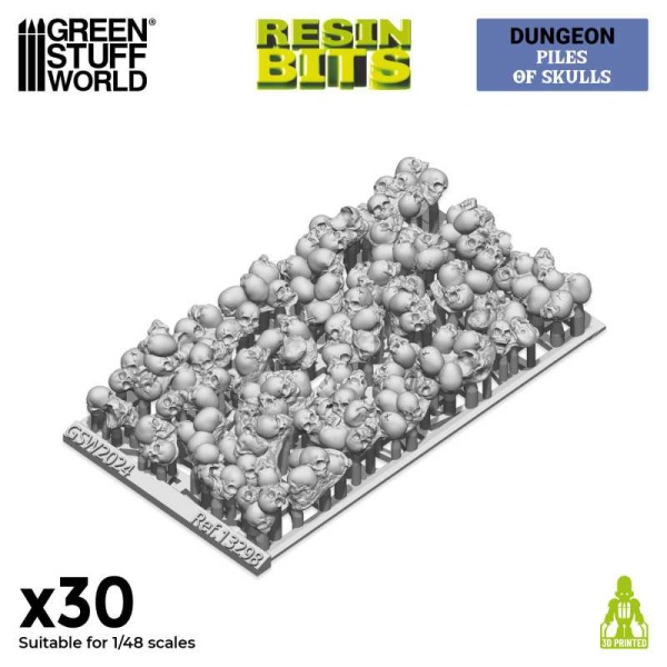 Green Stuff 3D Printed Set - Piles of Skulls 1:48   ( 30x )   GSW13298