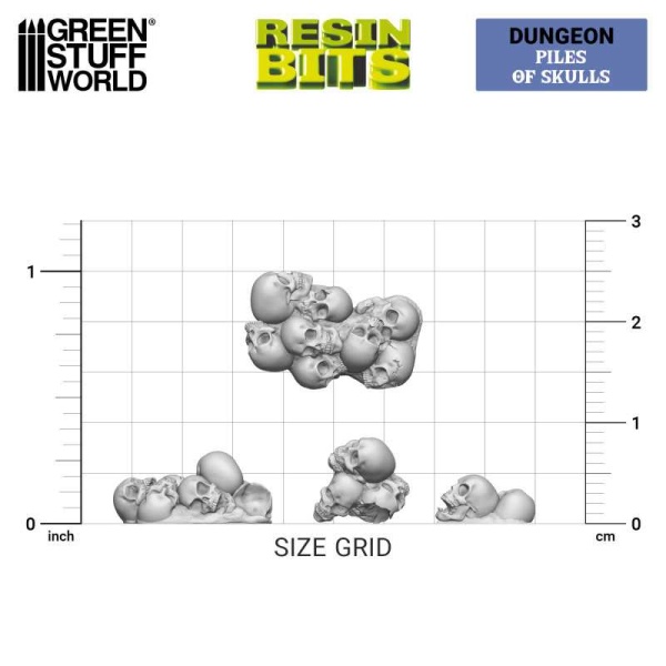 Green Stuff 3D Printed Set - Piles of Skulls 1:48   ( 30x )   GSW13298 - Afbeelding 2