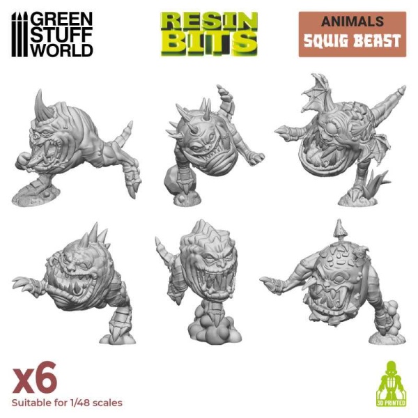 Green Stuff Resin Set - Squig Beasts 1:48   ( 6x )   GSW12964 - Afbeelding 3