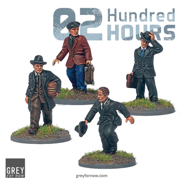 02 Hundred Hours Escapees in Civies  ( 4 metal figures )  gfn-0200-28