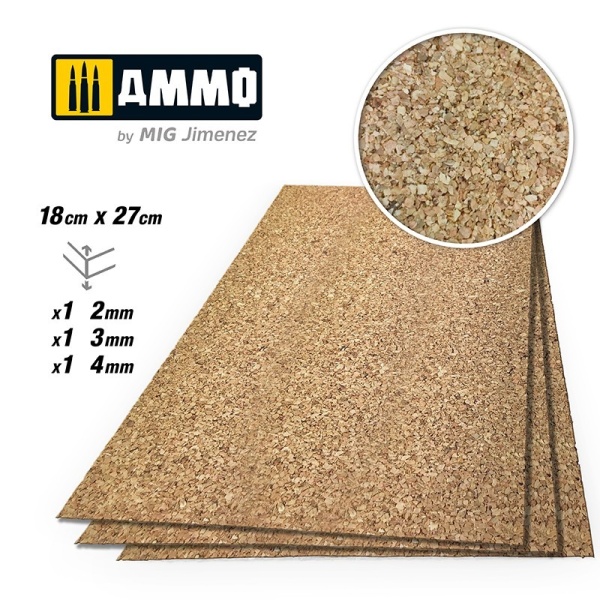 Ammo Mig Create Cork Medium Grain Mix ( 2mm/3mm/4mm 1x per dikte )  MIG8842