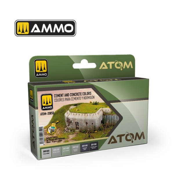 Ammo Mig ATOM Acrylic Cement and Concrete Colors Set  6x 20ml  MIG20850