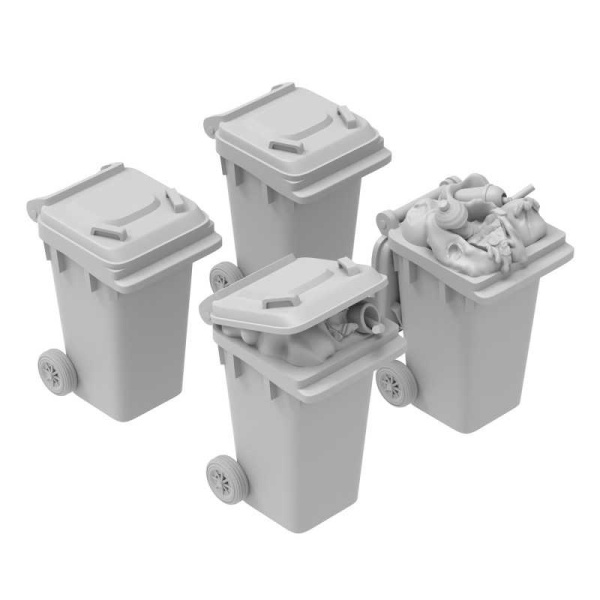 Green Stuff 1:48 Plastic Trash Bins 4x   GSW13643