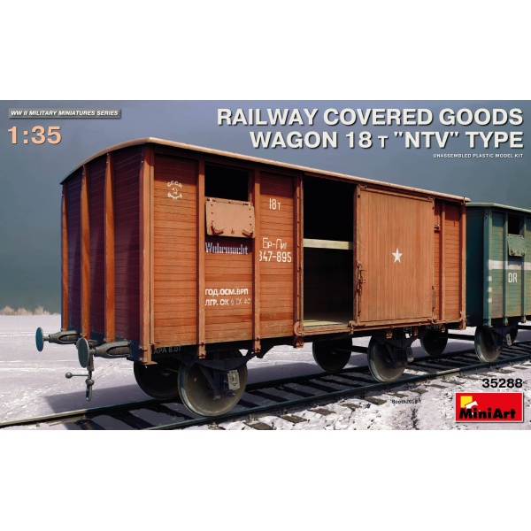 MiniArt 1:35 Railway Covered Goods Wagon 18t  NTV Type  MA35288