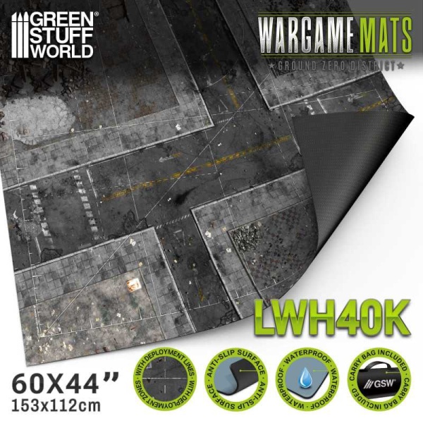 Green Stuff Neoprene Mat 114x155 cm Ground Zero District with deployment lines GSW5876