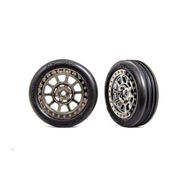Traxxas Bandit Front Wheels assembled(2,2 black chrome wheels, Alias 2,2 Tyres) TR2471T