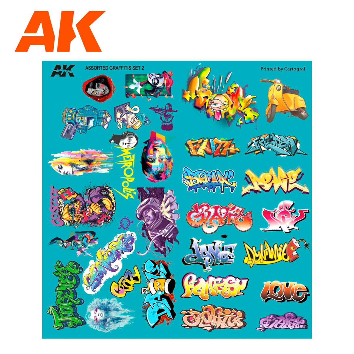 AK Assorted Graffiti Decals voor 1:32/1:35/1:72 AK9091